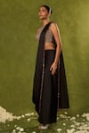 Chamee & Palak_Black Silk, Velvet Beads, Sequins, Aanya Dhoti Saree With Embroidered Blouse _Online_at_Aza_Fashions