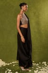 Buy_Chamee & Palak_Black Silk, Velvet Beads, Sequins, Aanya Dhoti Saree With Embroidered Blouse _Online_at_Aza_Fashions
