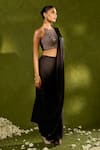 Chamee & Palak_Black Silk, Velvet Beads, Sequins, Aanya Dhoti Saree With Embroidered Blouse _at_Aza_Fashions