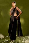 Buy_Chamee & Palak_Black Silk, Velvet Beads, Sequins, Aanya Dhoti Saree With Embroidered Blouse 