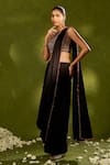 Buy_Chamee & Palak_Black Silk, Velvet Beads, Sequins, Aanya Dhoti Saree With Embroidered Blouse _Online