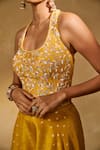 Buy_Chamee & Palak_Yellow Silk, Net Beads, Pearls, Zari Riz Jamewar Woven Corset Flared Pant Set _Online_at_Aza_Fashions
