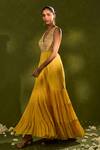 Chamee & Palak_Yellow Silk, Georgette Beads, Pearls, Zari, Stones Ines Embellished Jumpsuit _Online_at_Aza_Fashions