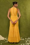 Shop_Chamee & Palak_Yellow Silk, Georgette Beads, Pearls, Zari, Stones Ines Embellished Jumpsuit _at_Aza_Fashions