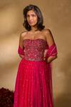 Chamee & Palak_Pink Silk, Georgette, Net Embroidery, Sequins, Aries Corset Shaded Lehenga Set _Online