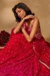 Buy_Chamee & Palak_Pink Silk, Georgette, Net Embroidery, Sequins, Aries Corset Shaded Lehenga Set _Online