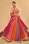 Buy_Chamee & Palak_Pink Silk, Organza, Tissue Sequins, Beads, Asma Jamewar Panelled Lehenga Set 