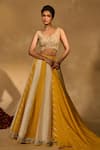 Chamee & Palak_Yellow Silk, Organza, Tissue Sequins, Beads Bhumi Woven Jamewar Lehenga Set _Online_at_Aza_Fashions