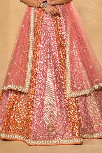 Buy_Chamee & Palak_Pink Silk, Net Beads, Pearls, Zari, Stones Saba Pita Embroidered Lehenga Set 