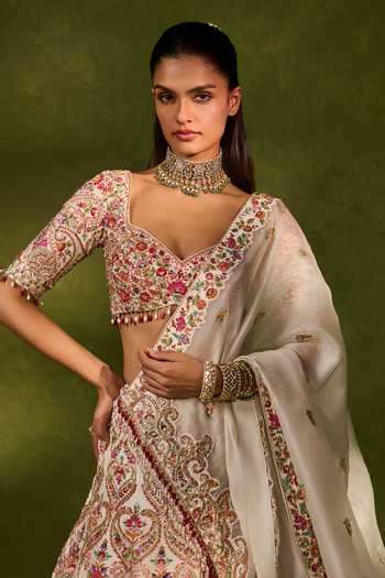 Chamee & Palak_Multi Color Silk, Organza, Dupion Embroidery, Saisha Raw Bridal Lehenga Set _at_Aza_Fashions