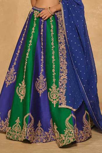 Shop_Chamee & Palak_Multicolor Silk, Organza, Dupion Sequins, Beads, Zari, Saira Lehenga Set _Online_at_Aza_Fashions