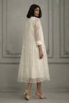 Shop_Arcvsh By Pallavi Singh_Ivory Organza, Linen Embroidery, Applique Open Neck, Hand Jacket And Dress Set _at_Aza_Fashions
