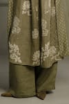 Shop_Arcvsh By Pallavi Singh_Green Organza, Linen Applique V-neck Hand Block Print Dress And Pant Set _Online_at_Aza_Fashions