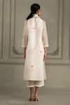 Shop_Arcvsh By Pallavi Singh_Ivory Silk, Organza, Chanderi, Linen Applique Hand Block Print Jacket Kurta Set _at_Aza_Fashions