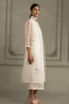 Buy_Arcvsh By Pallavi Singh_Ivory Silk, Organza, Chanderi, Linen Applique Hand Block Print Jacket Kurta Set _Online_at_Aza_Fashions