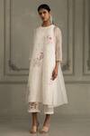 Buy_Arcvsh By Pallavi Singh_Ivory Silk, Organza, Chanderi, Linen Applique Hand Block Print Jacket Kurta Set _at_Aza_Fashions