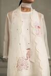 Shop_Arcvsh By Pallavi Singh_Ivory Silk, Organza, Chanderi, Linen Applique Hand Block Print Jacket Kurta Set _Online_at_Aza_Fashions