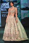 Buy_Jigar & Nikita_Green Silk, Velvet Embroidery, Crystals, Tassels Sweetheart Elysee Lehenga Set _at_Aza_Fashions