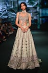 Buy_Jigar & Nikita_Green Silk, Velvet Embroidery, Crystals, Tassels Sweetheart Elysee Lehenga Set 