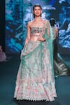 Shop_Jigar & Nikita_Turquoise Silk, Net Embroidery, Sequins, Beads, Stones Ruby Rajwadi Lehenga Set _at_Aza_Fashions