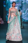 Shop_Jigar & Nikita_Turquoise Silk, Net Embroidery, Sequins, Beads, Stones Ruby Rajwadi Lehenga Set _Online_at_Aza_Fashions