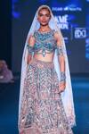 Buy_Jigar & Nikita_Blue Net, Velvet Embroidery, Stones, Applique Round Neel Kamdhenu Lehenga Set 