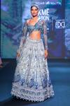 Buy_Jigar & Nikita_Blue Silk, Net Embroidery, Sequins, Beads, Zari, Cut Peacock Ombre Lehenga Set _Online_at_Aza_Fashions