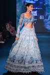 Shop_Jigar & Nikita_Blue Silk, Net Embroidery, Sequins, Beads, Zari, Cut Peacock Ombre Lehenga Set _Online_at_Aza_Fashions