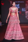 Shop_Jigar & Nikita_Pink Silk, Net Embroidery, Sequins, Crystals Dusk In Blossom Bridal Lehenga Set _at_Aza_Fashions