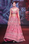 Jigar & Nikita_Pink Silk, Net Embroidery, Sequins, Crystals Dusk In Blossom Bridal Lehenga Set _Online_at_Aza_Fashions