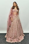Buy_Jigar & Nikita_Lilac Silk, Net, Velvet Embroidery, Pearls Off-shoulder Sai Siam Lehenga Set 