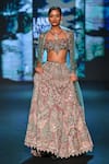 Jigar & Nikita_Teal Net, Velvet Embroidery, Sequins, Beads, Stones Siam Serenity Lehenga Set _at_Aza_Fashions