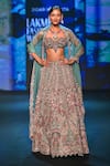 Buy_Jigar & Nikita_Teal Net, Velvet Embroidery, Sequins, Beads, Stones Siam Serenity Lehenga Set 