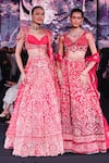 Jigar & Nikita_Pink Silk, Net, Velvet Sequins, Swans Of Siam Embroidered Bridal Lehenga Set _at_Aza_Fashions