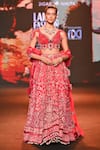 Shop_Jigar & Nikita_Red Silk, Net Zari, Stones, Ethereal East Royal Embroidered Lehenga Set _at_Aza_Fashions