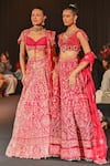 Jigar & Nikita_Red Silk, Net Zari, Stones, Ethereal East Royal Embroidered Lehenga Set _Online_at_Aza_Fashions