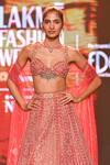 Jigar & Nikita_Coral Silk, Tissue Zari, Crystals Shimmer Embroidered Bridal Lehenga Set _Online_at_Aza_Fashions