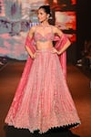 Jigar & Nikita_Coral Silk, Tissue Zari, Crystals Shimmer Embroidered Bridal Lehenga Set _at_Aza_Fashions
