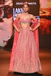 Buy_Jigar & Nikita_Coral Silk, Tissue Zari, Crystals Shimmer Embroidered Bridal Lehenga Set _at_Aza_Fashions