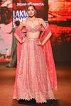 Buy_Jigar & Nikita_Coral Silk, Tissue Zari, Crystals Shimmer Embroidered Bridal Lehenga Set 