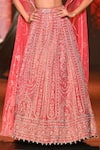 Shop_Jigar & Nikita_Coral Silk, Tissue Zari, Crystals Shimmer Embroidered Bridal Lehenga Set 