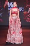 Jigar & Nikita_Red Silk, Velvet, Net Embroidery, Sequins, Siam-e-shaahi Bridal Lehenga Set _Online_at_Aza_Fashions