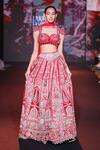 Shop_Jigar & Nikita_Red Silk, Velvet, Net Embroidery, Sequins, Siam-e-shaahi Bridal Lehenga Set _Online_at_Aza_Fashions