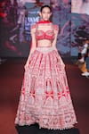 Jigar & Nikita_Red Silk, Velvet, Net Embroidery, Sequins, Siam-e-shaahi Bridal Lehenga Set _at_Aza_Fashions