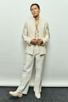Buy_Jigar & Nikita_Ivory Silk Embroidery, Sequins Pearlfect Open Jacket Pant Set _Online_at_Aza_Fashions