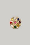Shop_Karisa Designs_Multi Color Stones Navratna Kundan Ring _at_Aza_Fashions