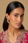 Buy_Karisa Designs_Pink Pearls, Stones Regal Peacock Kundan Earrings _at_Aza_Fashions