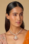 Buy_Karisa Designs_Pink Beads, Pearls, Stones Misha Moissanite Choker Necklace _at_Aza_Fashions
