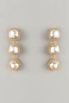 Shop_Karisa Designs_White Stones Trio Moissanite Dangler Earrings _at_Aza_Fashions