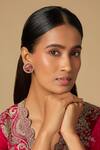Buy_Karisa Designs_Pink Pearls, Stones Kamala Kundan Stud Earrings _at_Aza_Fashions